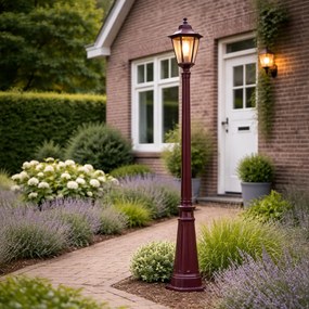 Felinar clasic de exterior roșu închis 213cm IP44 - Havana