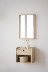 Noptieră în culoare naturală suspendată/cu rafturi din lemn masiv de stejar Hillmond – Rowico