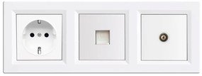 Mufa de priză cu împământare Nova, UTP, cu conector TV cadru alb