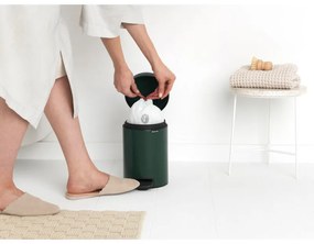 Cos de gunoi cu pedala Brabantia NewIcon 1003196, 3 L, Inchidere lina, Baza antiderapanta, Verde inchis