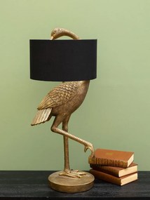 Lampa de masa, din rasina, cu abajur din bumbac, Golder Bird