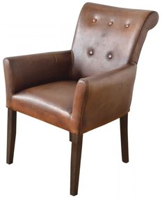 Scaun dining, maro, din piele naturala, aspect clasic, Cambridge