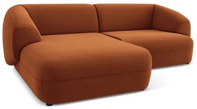 Colțar portocaliu cu tapițerie din catifea (cu colț pe partea stângă) Moana – Makamii