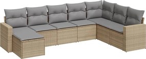 vidaXL Set canapele de grădină, 8 piese, cu perne, bej, poliratan