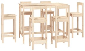 3124712 vidaXL Set mobilier de bar, 7 piese, lemn masiv de pin