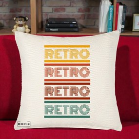 Perna Decorativa RETRO Text Multicolor, 40x40 cm, Crem Reliefat, Husa Detasabila, Perna Inclusa, BEKZ®
