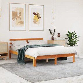 vidaXL Cadru pat fără saltea, maro ceruit, 120x200 cm, lemn masiv pin