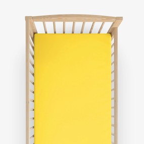 Goldea cearceaf pătuț din 100% bumbac cu elastic - galben 60 x 120 cm