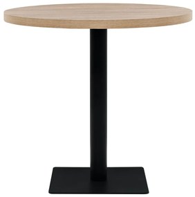 Masa bistro, MDF si otel, rotunda, 80x75 cm, culoare stejar 1, Stejar, 80 x 75 cm