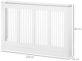 Capac pentru radiator modern din MDF si otel, 120x18x84cm, alb HOMCOM | Aosom Romania