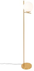 Lampa de podea Art Deco aurie cu sticlă opalescentă - Flore