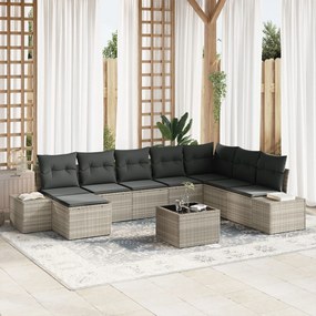 vidaXL Set de canapele pentru grădină cu pernă 9 pcs 319 x 209 x 85 cm
