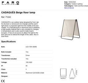 Lampa de podea LED iluminat exterior decorativ IP65 CADAQUES GRI