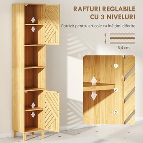 HOMCOM Dulap înalt pentru baie cu compartimente deschise și rafturi reglabile. | Aosom Romania
