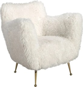Fotoliu LUX design italian, White long pile
