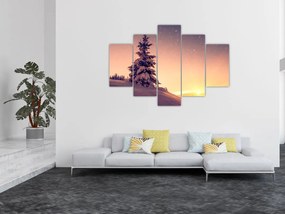 Tablou cu copac înzăpezit pe luncă (150x105 cm)