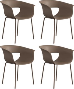 Outsunny Scaune de grădină Set 4 buc ergonomice pentru balcon cu design decupaj cotiere rezistente la intemperii Cafeniu | Aosom Romania