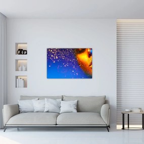 Tablou - Body art, combinație auriu-albastru (90x60 cm)