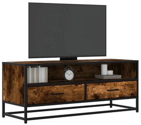 vidaXL Dulap TV stejar fumuriu, 100x34,5x40 cm lemn prelucrat și metal