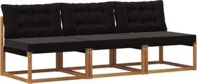 vidaXL 3 Bucată Canapea Medie pentru Exterior Lemn Solid de Acacia