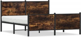 vidaXL Cadru pat metalic fără saltea, stejar fumuriu, 140x190 cm