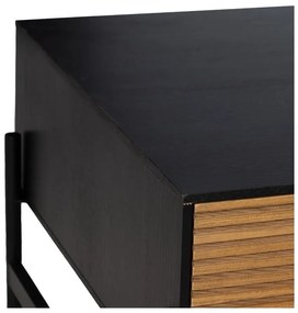 Măsuță de cafea neagră/în culoare naturală cu aspect de lemn de frasin 60x124 cm Orleans – Ixia