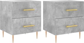 vidaXL Noptiere, 2 buc., gri beton, 40x35x47,5 cm, lemn compozit
