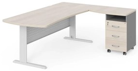 Statie de lucru de colt Manager 200 x 160 cm, dreapta, salcâm deschis / gri