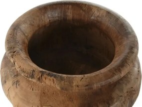 Vază decorativă tip bol, stil natural rustic, culoare natur, din lemn de tec, „Teak”
