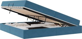 vidaXL Pat cu saltea și spațiu de depozitare Albastru închis Catifea