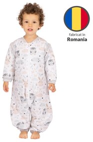 Sac de dormit copii din bumbac cu picioare si maneci detasabile 18-36 luni Kidizi Forest Friends, 1 tog, pentru toamna-iarna, bumbac 100%