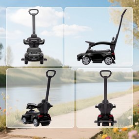 AIYAPLAY Premergător pentru copii Mercedes-Benz sub licență, mașină de împins cu mâner detașabil, 91 x 40 x 83 cm, negru | Aosom Romania