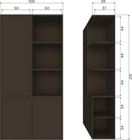 Dulap modular maro închis din lemn de pin 108x215 cm Meggy – WOOOD