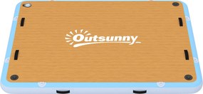 Outsunny Platformă plutitoare gonflabilă 2,4x1,8m Platformă de înot gonflabilă 4-6 persoane cu suprafață antiderapantă Scară | Aosom Romania