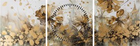 Tablou - pictură abstractă florală (cu ceas) (90x30 cm)