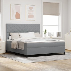 vidaXL Pat cu saltea cu arcuri și LED Gri deschis 180x200 cm, cadru din țesătură