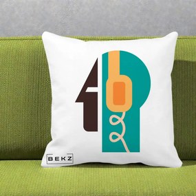 Perna Personalizata Retro Casti Muzicale, 40x40 cm, Alba Mata, Husa Detasabila, Perna Inclusa, BEKZ®