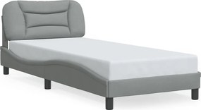 vidaXL Cadru de pat cu LED fără saltea Hvar Gri deschis 90x190 cm Material