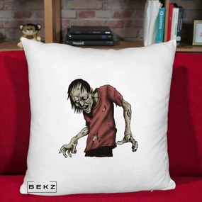 Perna Decorativa Halloween Zombie Infricosator, 40x40 cm, Alb Pufos, Husa Detasabila, Perna Inclusa, BEKZ®