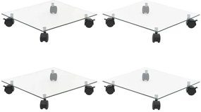 vidaXL Suport cu role de plante 4 buc 35x35cm sticlă securizată pătrat