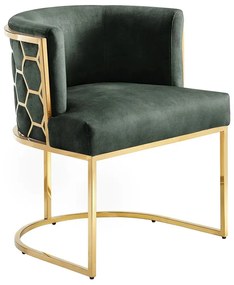 Scaun ELEGANCE catifea verde, otel inoxidabil auriu