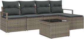 vidaXL Set de canapea cu pernă 6 pcs Gri deschis poliratan