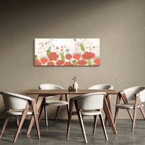 Tablou - Păsări pe o pajiște înflorită (120x50 cm)