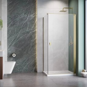 Usa de nisa batanta Radaway Nes KDJ I 100 cm sticla 6 mm auriu periat-transparent deschidere dreapta