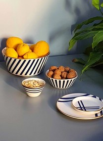 Bol pentru salata, din ceramica, Lagoon Alb / Albastru, Ø25xH5 cm