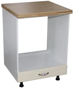Corp pentru cuptor incorporabil cu sertar Zebra, Alb/MDF Vanilie, cu blat artar, 60 x 85 x 60 cm