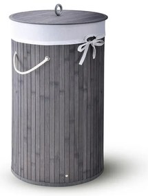 Juskys Coș de rufe din bambus Curly Round 55 L - gri