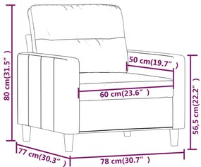 Canapea de o persoana, gri taupe, 60 cm, material textil Gri taupe, 78 x 77 x 80 cm