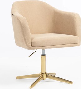 HR832CROSS Scaun Catifea Reiată Premium culoare Bej Ghimbir cu Bază Aurie