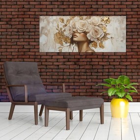 Tablou - Fată cu Trandafiri (120x50 cm)